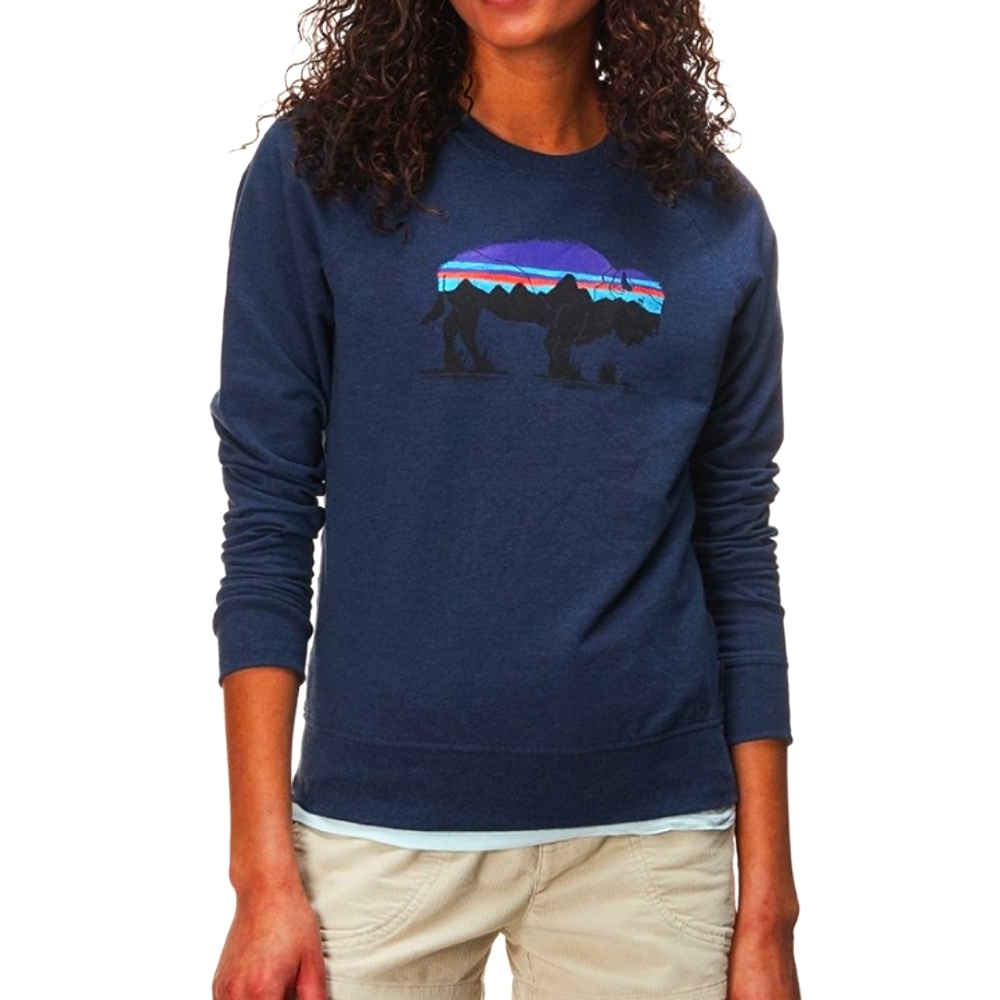 Patagonia FitzRoy Bison Ahnya Navy Crew Sweatshirt